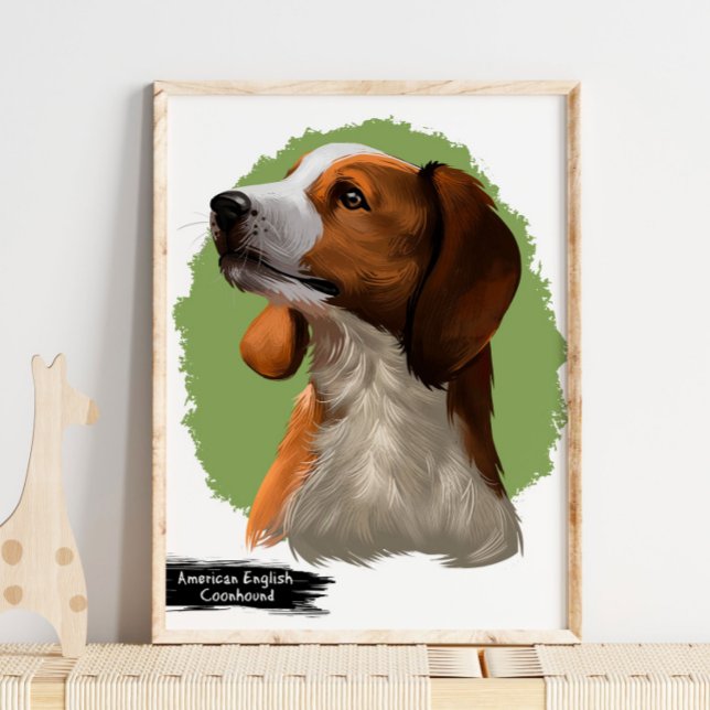 Retrato de Coonhound Americano | Impressão de Retr (Criador carregado)