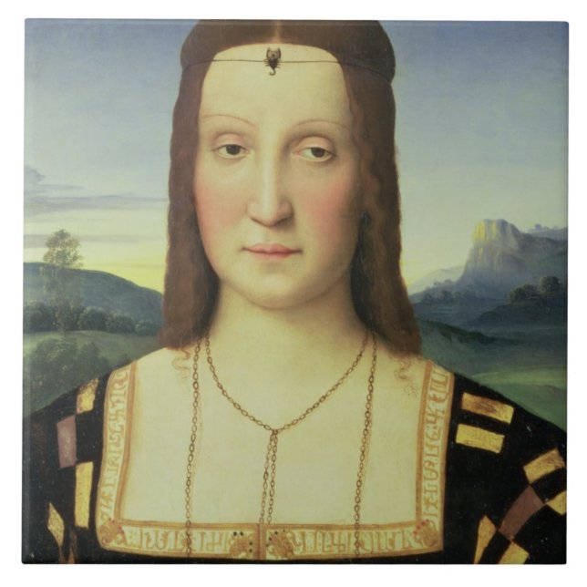 Retrato de Elizabeth Gonzaga, c.1504 (óleo na (Frente)