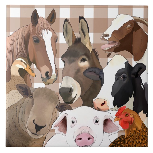 Retrato de Fazenda-branca Gingham Check - Brown (Frente)