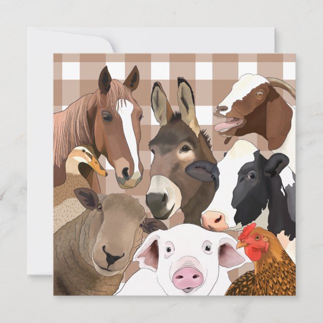 Retrato de Fazenda-branca Gingham Check - Brown (Frente)
