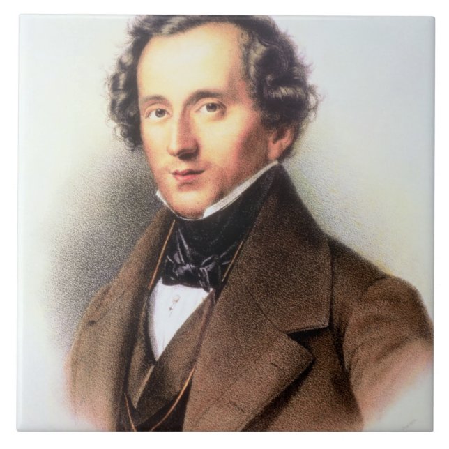 Retrato de Felix Mendelssohn (1809-47) (litho) (Frente)