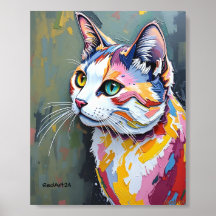 Retrato de Gato Colorido