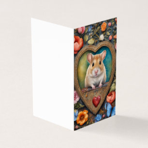 Retrato de Hamster Cameo, Corações e Flores