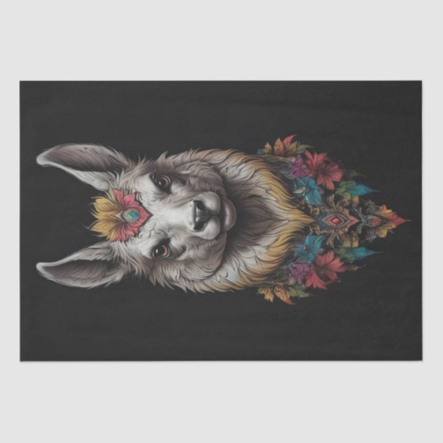 Retrato De Lama E Flor, Papel Tecido De Desligamen (Frente )