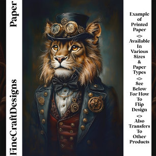 Retrato de Leão Steampunk Real CH9 Papel para Álbu