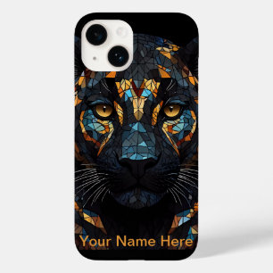 Retrato de Leopardo em Vidro Pintado Mosaico