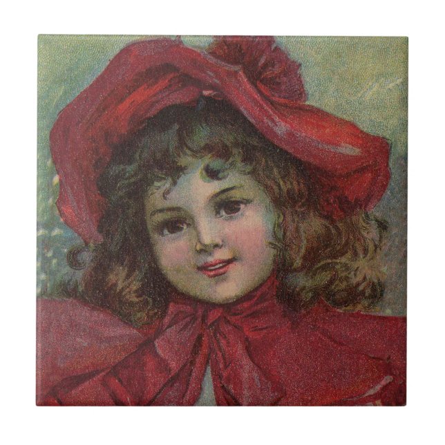 Retrato de Menina com Chapéu Vermelho de Natal Vit (Frente)
