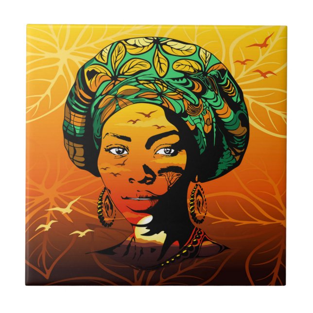 Retrato de Mulher Africana com Sunset (Frente)
