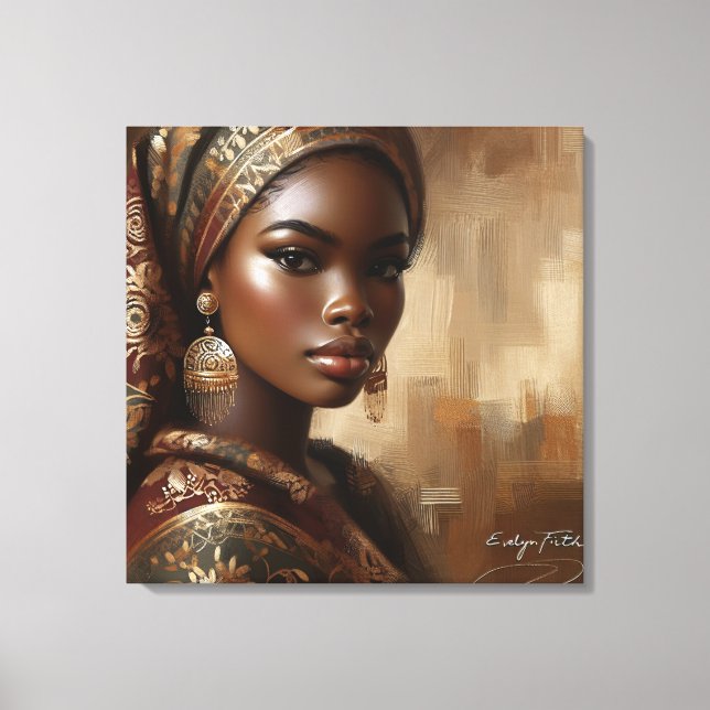 Retrato de Mulher Afrocentrada: Decoração Elegante (Frente)