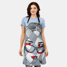 Retrato de Mulher Caprichosa Óculos Vermelhos Geom