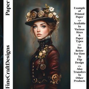 Retrato de Mulher Chic Steampunk CJ3 Papel para Sc