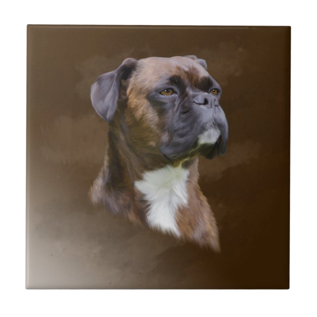 Retrato de pintura a óleo de cachorro boxer (Frente)