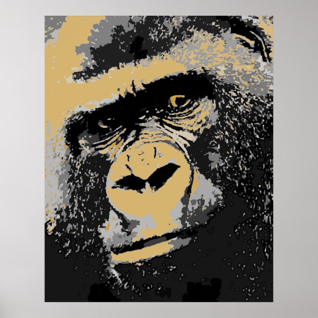 Retrato de pop Art de Gorilla Poster Impressão (Frente)