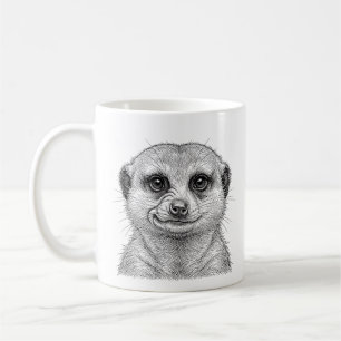 Retrato de Suricata em Caneca de Café Preto e Bran