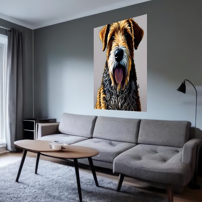 Retrato de um Airedale Terrier | AI Art Poster (Criador carregado)