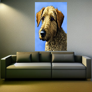 Retrato de um Airedale Terrier AI Art Poster