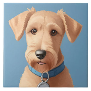 Retrato de um Cachorro Fofo Usando uma Coleira Azu
