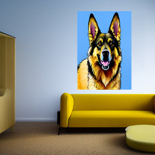 Retrato de um German shepherd AI Art Poster