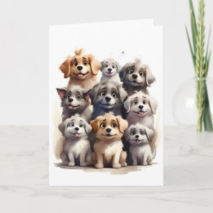 Retrato de um monte de cães felizes Cartão de cump