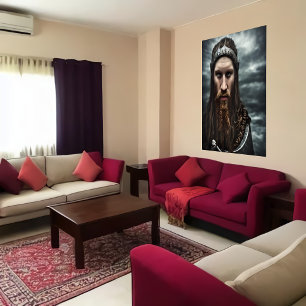 Retrato de um viking com barba   AI Art Poster