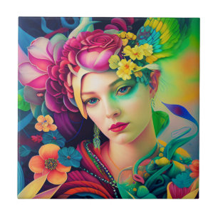 Retrato de uma Mulher Adornada com Flores