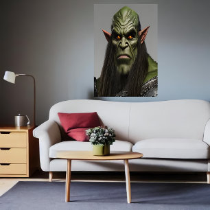 Retrato de uma Orc verde AI Art Poster