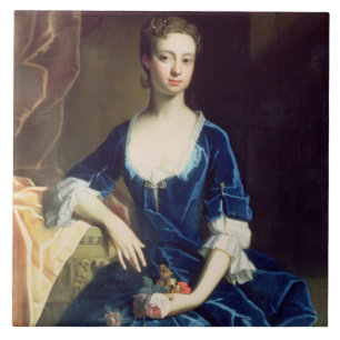 Retrato de uma senhora em um vestido azul de