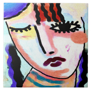 Retrato digital Abstrato de uma mulher meio triste