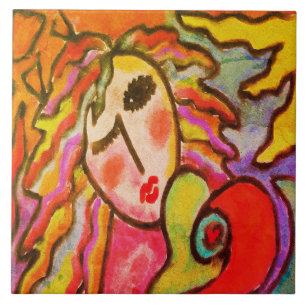 Retrato digital colorido Abstrato de uma mulher
