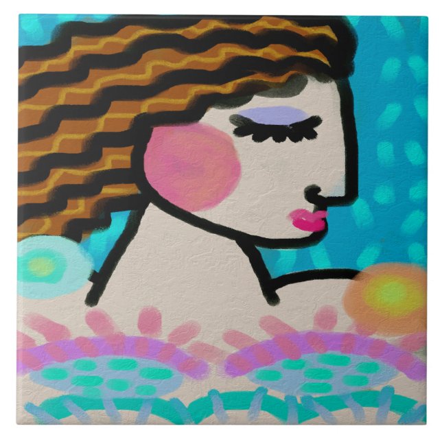 Retrato digital pacífico Abstrato de uma mulher (Frente)