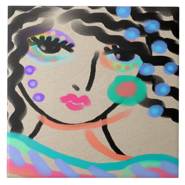 Retrato digital panorâmico Abstrato de uma mulher (Frente)