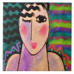 Retrato Digital Wild One Abstrato de uma Mulher