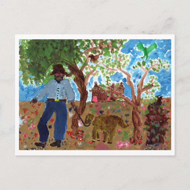 Retrato do artista com cartão postal de cão (Frente)