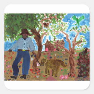 Retrato do artista com seus adesivos de cachorro