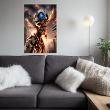 Retrato do esqueleto Cyberpunk | AI Art Poster