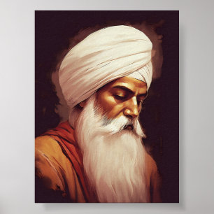 Retrato do perfil Guru Nānak - Poster Sikh