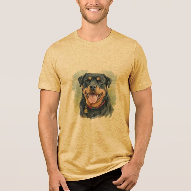 Retrato em Aquarela do Rottweiler de Estimação (Frente)