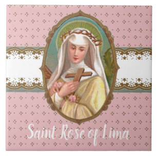 Retrato emoldurado de Sta. Rosa de Lima (M 024b)