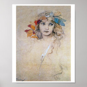 Retrato (Estudo), Alphonse Mucha Poster