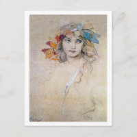 Retrato (Estudo), Cartão postal Alphonse Mucha