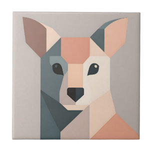 Retrato Geométrico de Canguru Minimalista