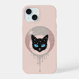 Retrato Gótico Minimalista de Gato Preto com Olhos