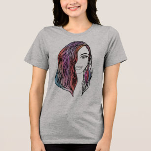 Retrato Intricado de Menina em Arte Linear - Femin