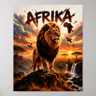 Retrato Majestoso de Leão Arte de Parede Poster de