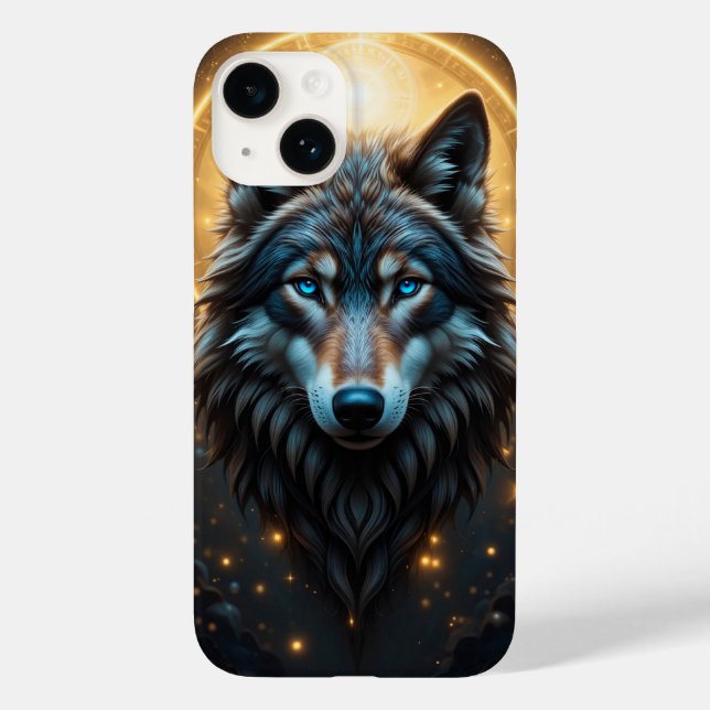 Retrato Majestoso de Lobo com Aura Dourada (Verso)