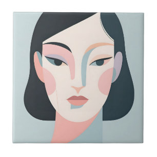 Retrato Minimalista Geométrico de Mulher Abstrata