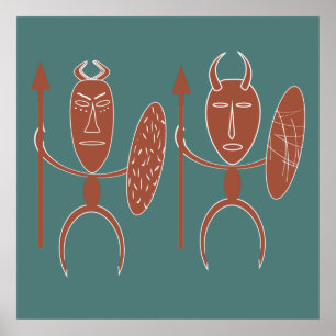 retrato moderno abstrato africano da arte poster