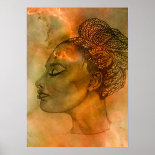 Retrato na Impressão de perfil