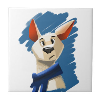 retrato pintado de um cão sobre fundo azul