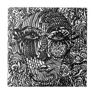 Retrato preto e branco da linha tripla